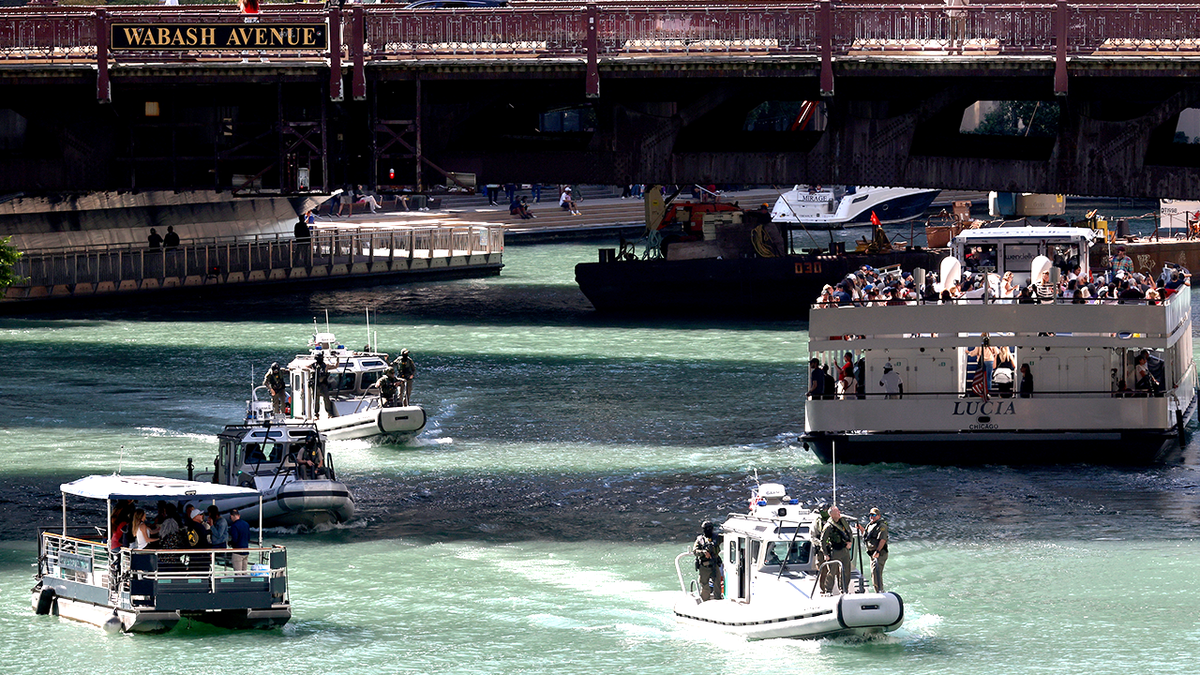 Border Patrol boats on the Chicago River