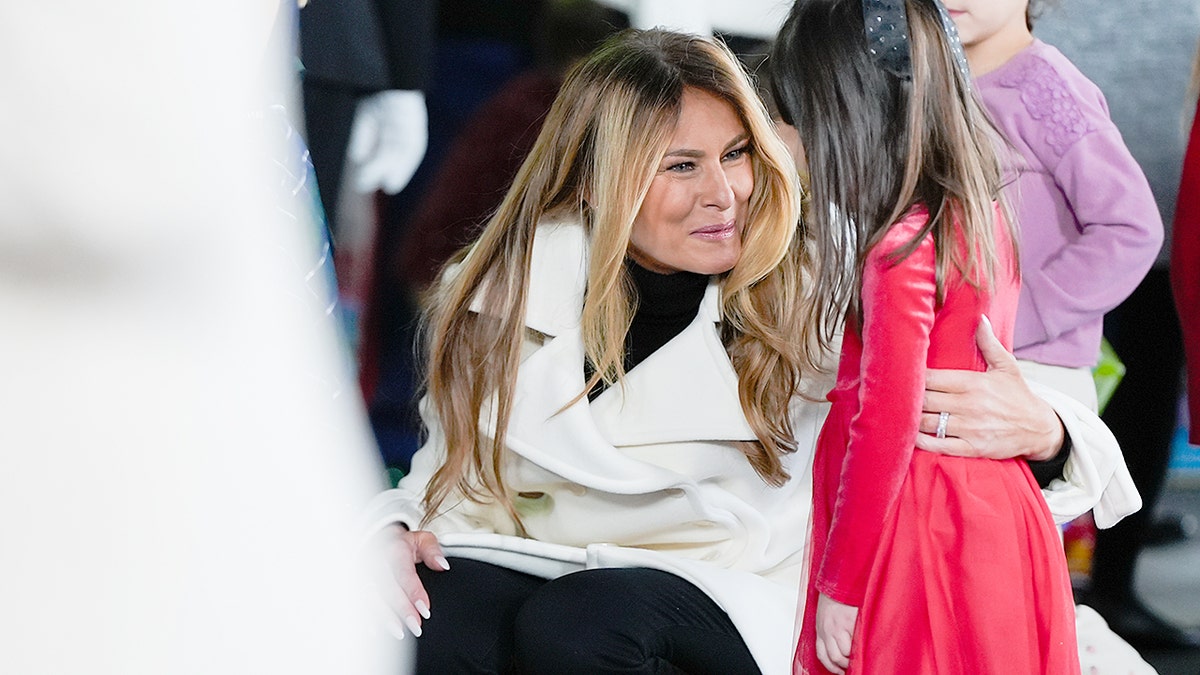 First lady Melania Trump at a Toys for Tots charity event on a Marine Corps Base